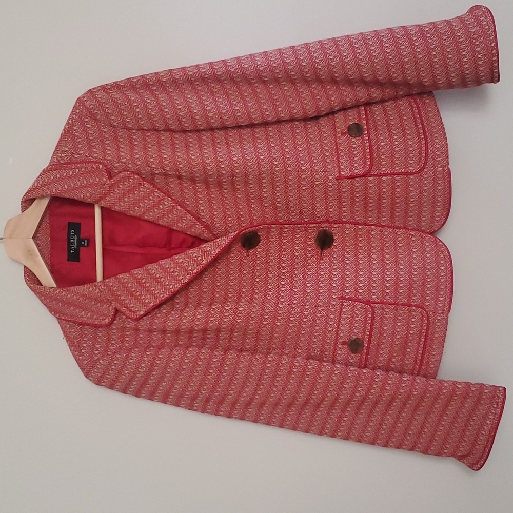 Talbots Red Tweed Two Button Wool Blazer 8